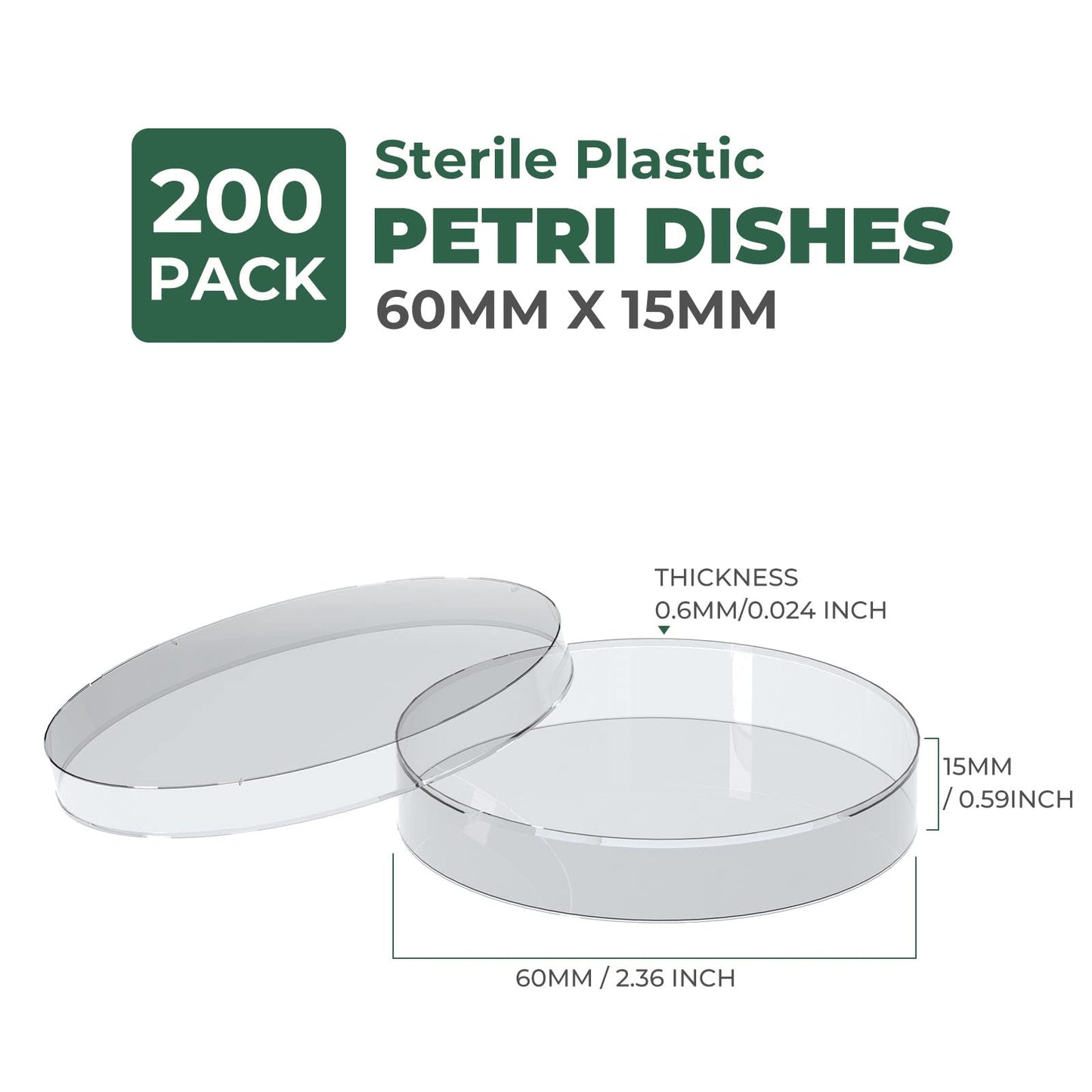 Sterile Thick Plastic Petri Dishes with Lids, 90mm x 15mm