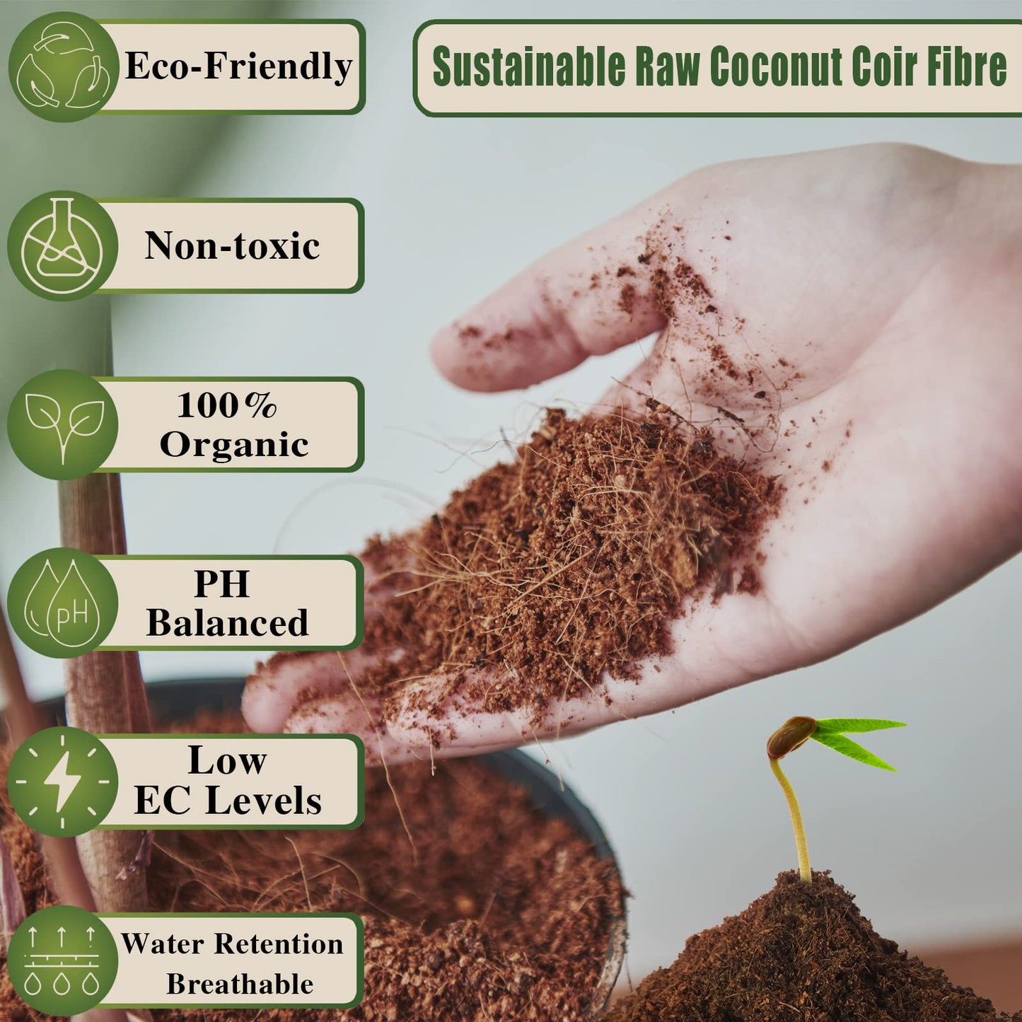 Premium Coco Coir Brick 100% Organic Compressed Coconut Coir