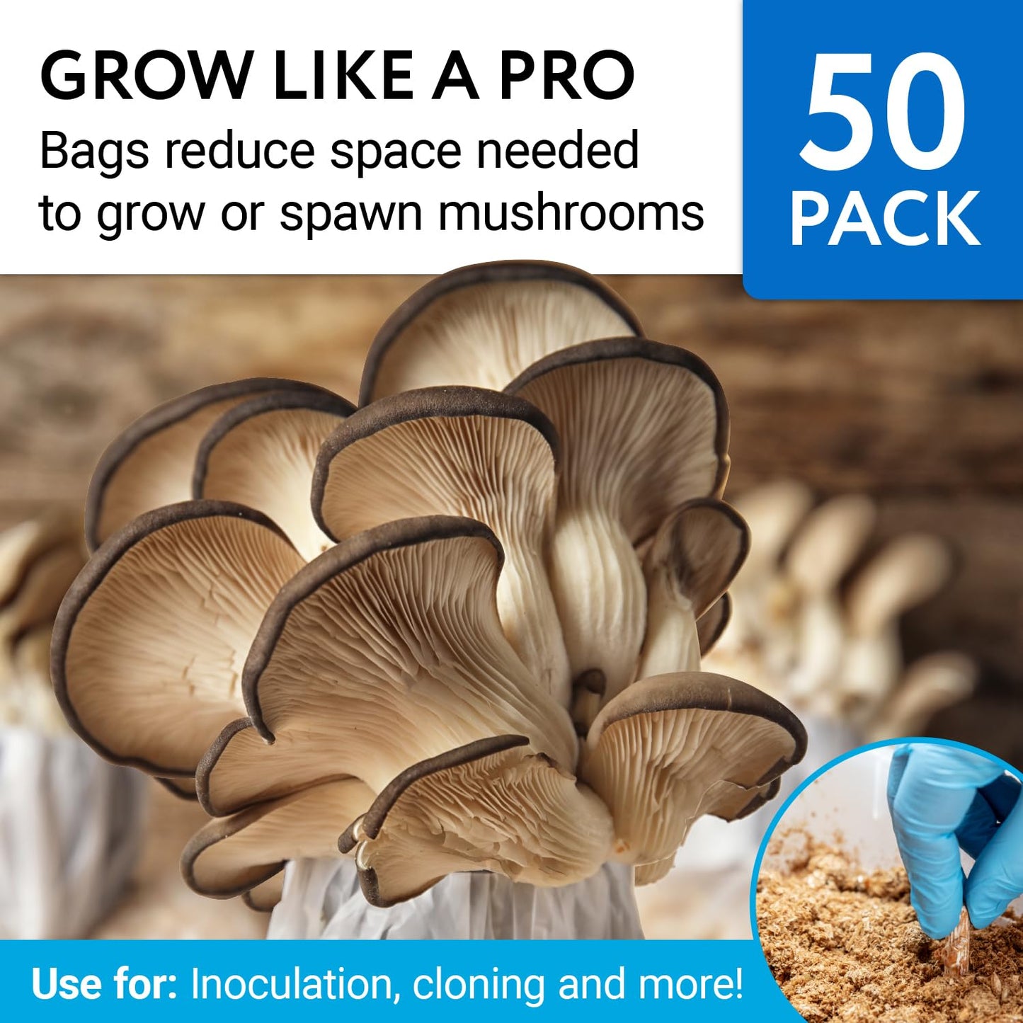 [50 Pack] Mushroom Growing Bags Mushroom Spawn Bags